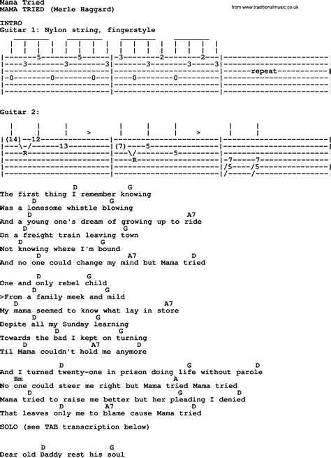 mama tried chords|mama tried merle haggard guitar.